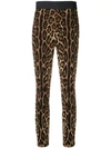 Dolce & Gabbana Leggings In Charmeuse With Leopard Print In Black