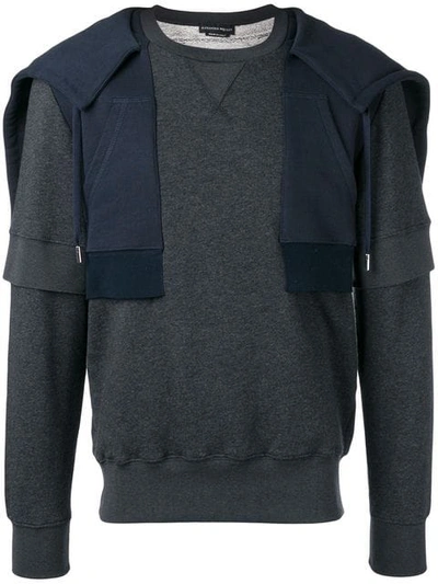 Alexander Mcqueen Layered-effect Cotton Hooded Sweatshirt In Grey