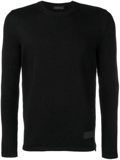 Prada Technical Knit Side Zip Sweater In Black