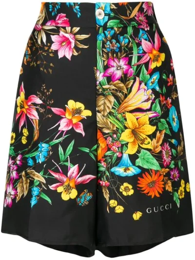 Gucci Floral Pattern Shorts In Black