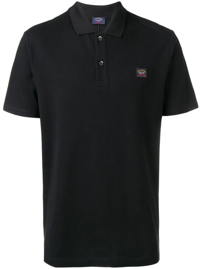 Paul & Shark Logo Patch Polo Shirt In Black