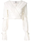 AJE WHELAN PLEATED CROPPED BLOUSE