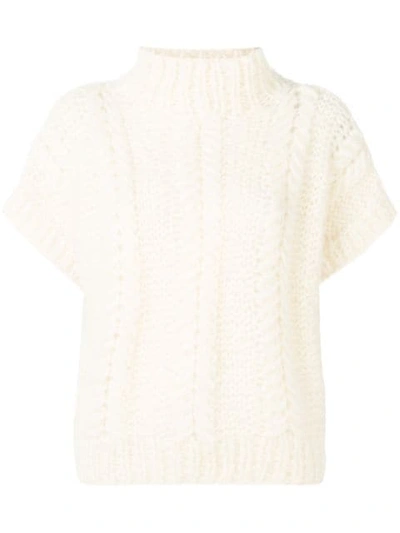 Ganni Braided Chunky Sweater In Neutrals