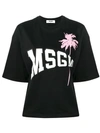 Msgm Logo Palm Tree T-shirt In Black