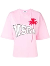 Msgm Logo Palm Tree T-shirt In Pink