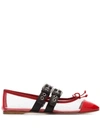 MIU MIU MIU MIU BUCKLED BALLERINAS - RED