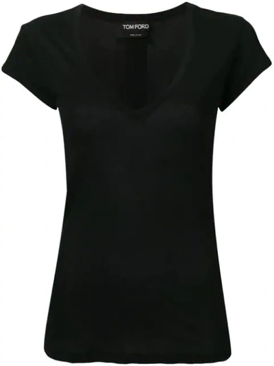 Tom Ford Stretch-linen T-shirt In Black