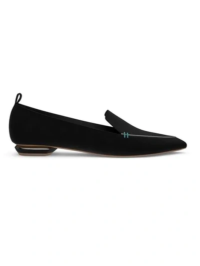 Nicholas Kirkwood 'beya' Metal Heel Suede Skimmer Loafers In Black