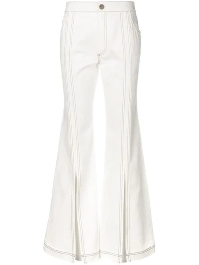 Chloé Light Denim 喇叭口牛仔裤 In White