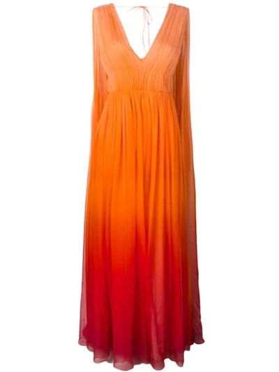 Alberta Ferretti Sleeveless Degrade Silk Gown In Multicolor