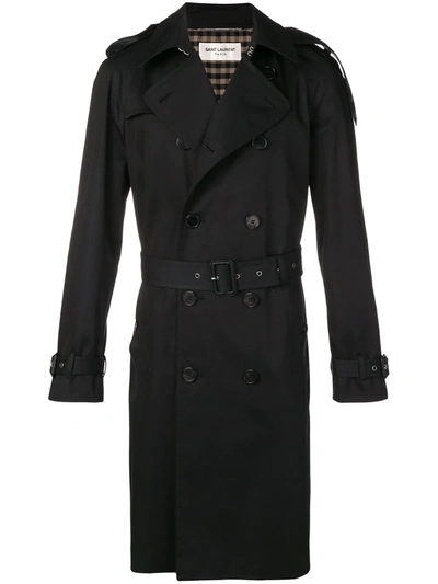 Saint Laurent Classic Plain Trench In Black