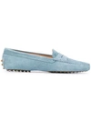 Tod's Moccasins 00g000 Suede Logo Light Blue In Blue