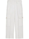 BURBERRY BURBERRY STRAIGHT FIT SILK WOOL CARGO TROUSERS - WHITE
