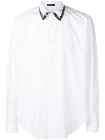 Versace Logo Collar Tailored Shirt - 白色 In White