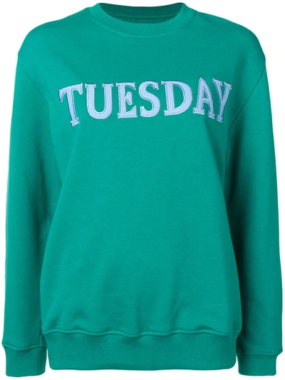 Alberta Ferretti 'tuesday' Sweatshirt In Green,light Blue