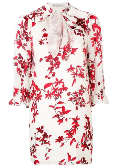 Alice And Olivia Floral Shift Dress In White