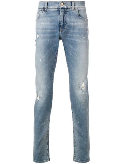 Dolce & Gabbana Straight-leg Distressed Jeans In Blue