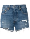 Levi's Frayed Edge Shorts In Blue