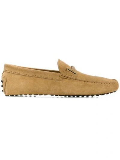 Tod's Men's Double T Slip-on Suede Drivers In Brown