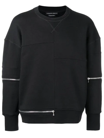 Alexander Mcqueen Zips Sweatshirt In Black