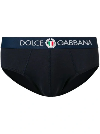 Dolce & Gabbana Brando Briefs In Stretch Cotton In Blue