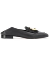 Chloé C-logo Leather Loafers In Black