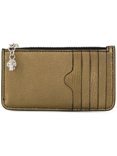 Alexander Mcqueen Skull Zipped Cardholder In Gold