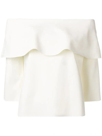 Stella Mccartney Punto Milano Off-the-shoulder Cady Top In Ivory