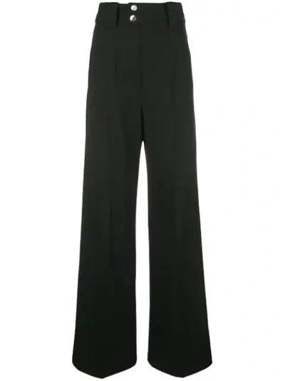 Proenza Schouler High-waist Wide-leg Stretch-wool Pants In Black