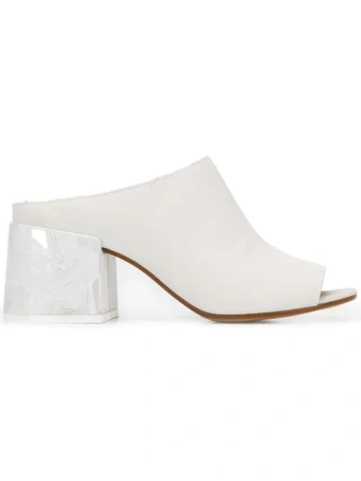 Mm6 Maison Margiela 印花鞋跟凉鞋 - 白色 In Ivory