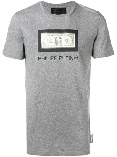 Philipp Plein T-shirt Platinum Cut Round Neck Dollar In Grey