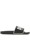 Diesel Men's Sa-mayemi Water-resistant Logo Pool Slides In Black