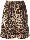 Dolce & Gabbana Leopard Print Shorts In Brown