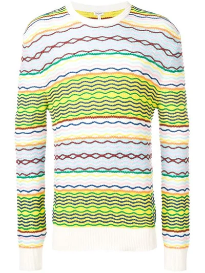 Loewe Striped-knit Cotton Jumper In Yellow