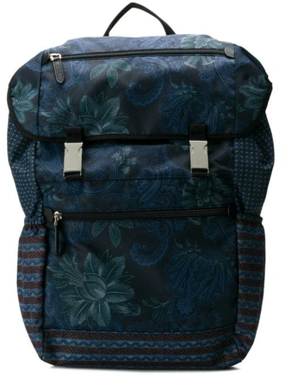 Etro Paisley Print Backpack In Blue
