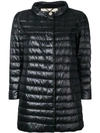 Herno Nylon Three Quarter-sleeve Down Coat In Black