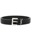 Saint Laurent Cassandre Belt Square Buckle Accessories In Black