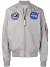 Alpha Industries Grey Ma-1 Parachute Bomber Jacket In Grey