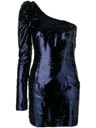 Amen Sequined Asymmetrical Mini Dress In Blu