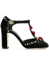 DOLCE & GABBANA EMBROIDERED T-STRAPS PUMPS