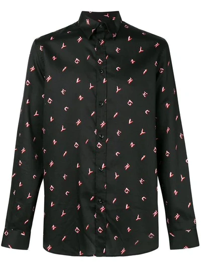 Givenchy All Over Logo Shirt In Black