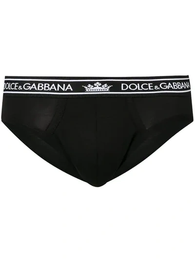 Dolce & Gabbana Mid Briefs In Stretch Cotton Pima In Black