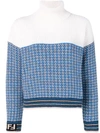 FENDI FENDI CONTRAST KNIT JUMPER - BLUE