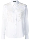 Dolce & Gabbana Long-sleeve Button-front Lace-inset Poplin Blouse In White