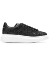 Alexander Mcqueen Oversized Glitter Lace-up Sneakers In Black