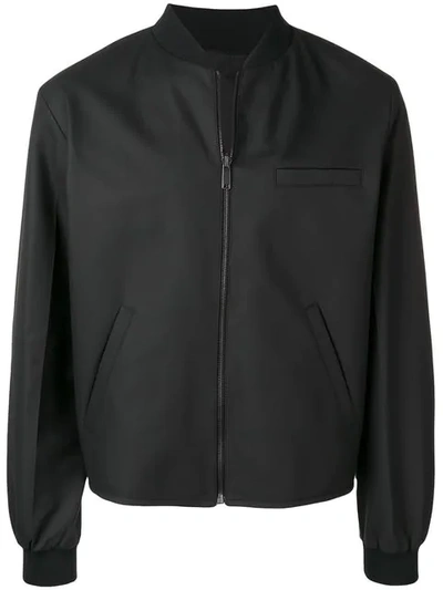Prada Zipped Leather Jacket In Black