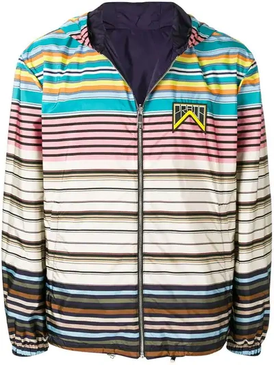 Prada Reversible Hooded Nylon Jacket In Multicolor