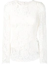 Dolce & Gabbana White Silk Lace Top In White