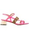 MARNI MARNI FRAY-STOP DOUBLE SANDALS - PINK