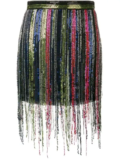 Amen Fringe Sequined Mini Skirt In Multi